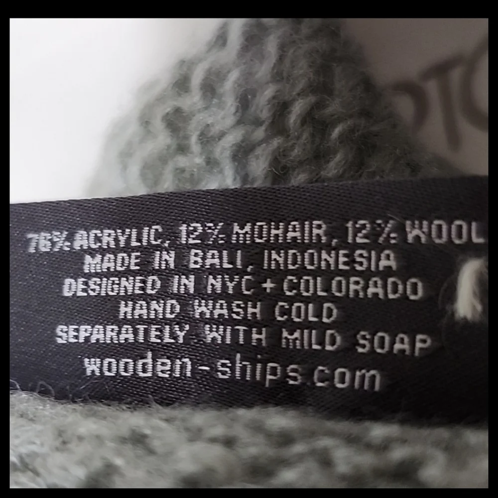 Wooden Ships Striped Infinity Scarf Green/Gray Soft Knit Wool Blend●